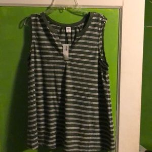 Sleeveless Green Striped Old Navy Blouse